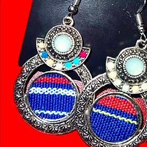 Beaded Navajo Silver Earrings